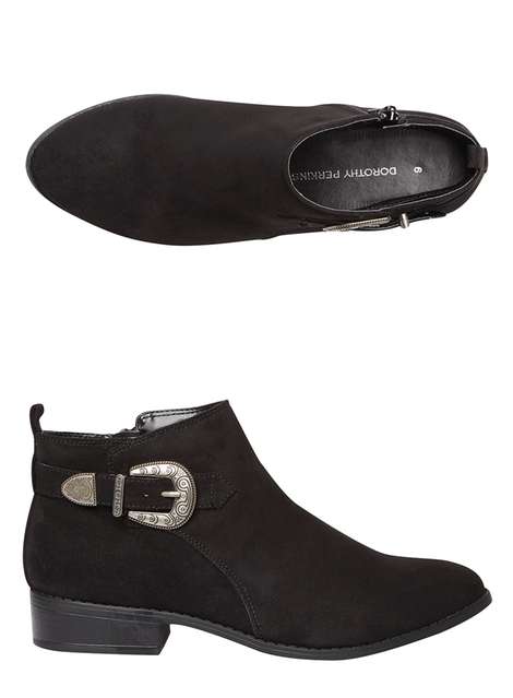 'Mary' Black Western Ankle Boots